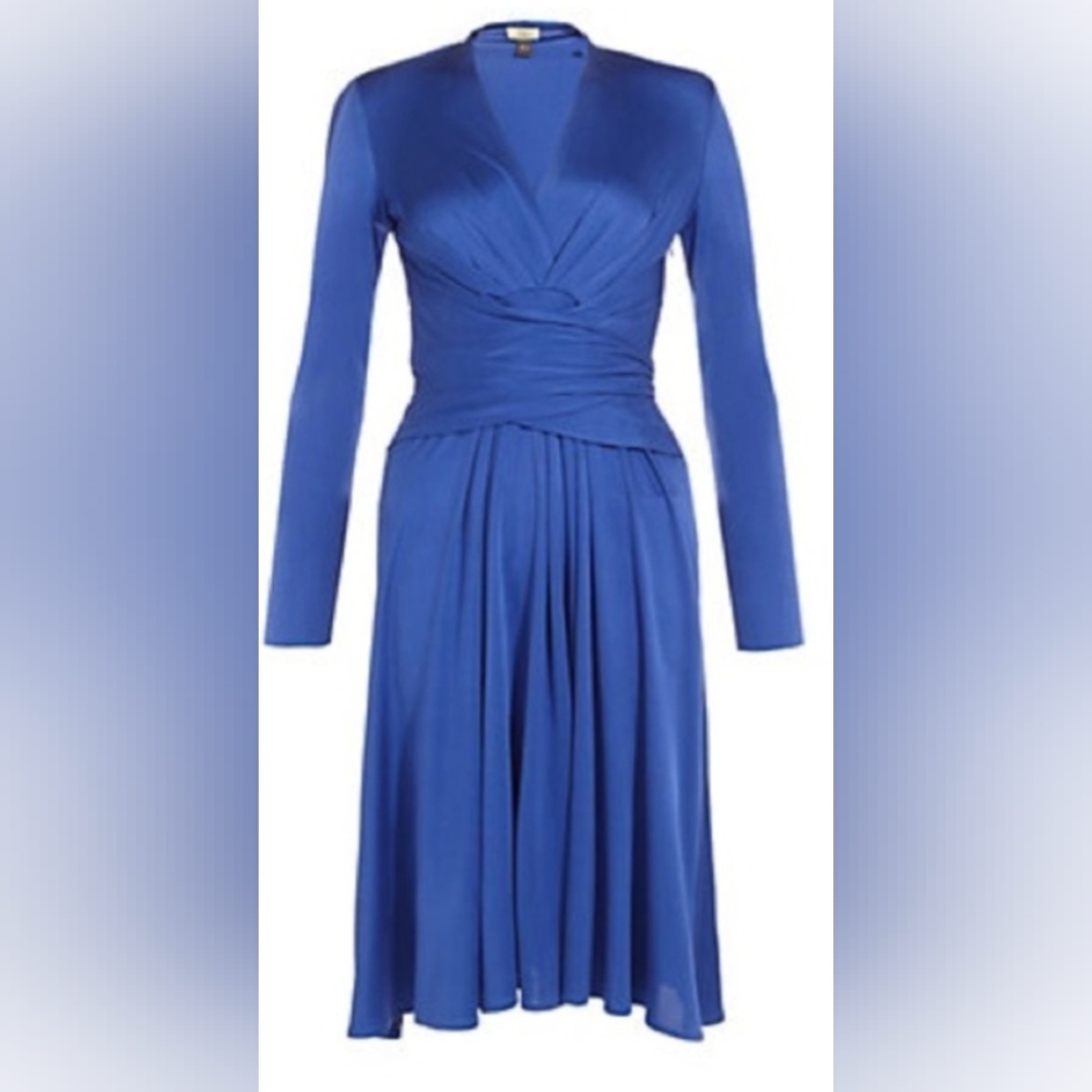 BCBG Max AzriaA Line  Deep Blue Long Sleeve Dress M Like new